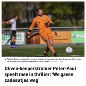 Oliveo-keeperstrainer Peter-Paul speelt mee in thriller: ‘We gaven cadeautjes weg’
